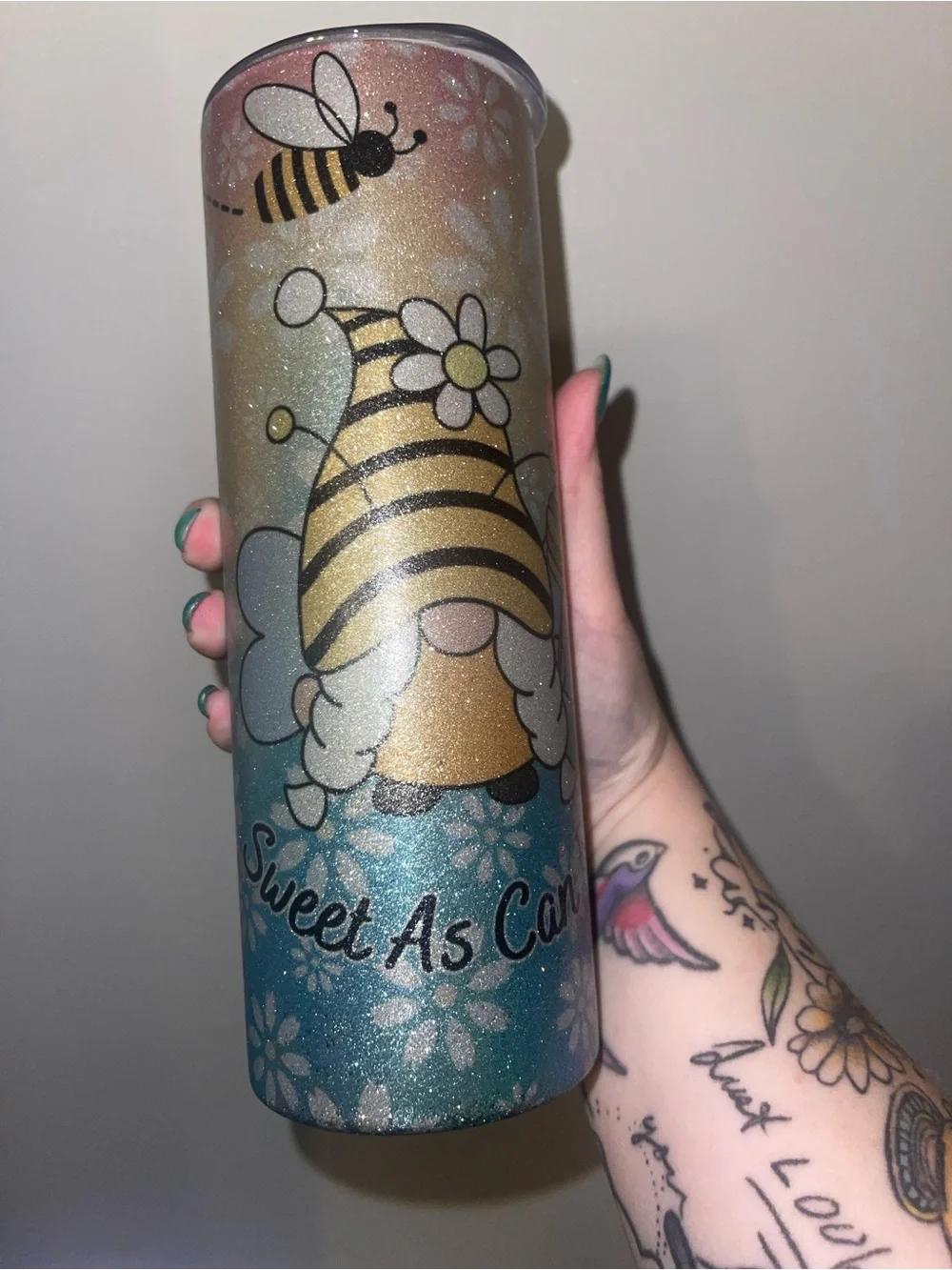 Sweet As Can Bee Glitter Decorative Tumbler - Multi